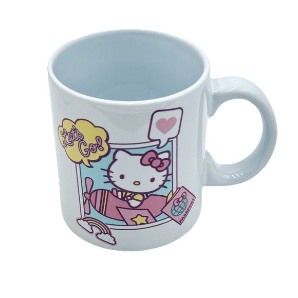 Hello Kitty Pilot In A Plane Lets Go Large 20 oz. Coffee Mug Sanrio Travel - Picture 1 of 9